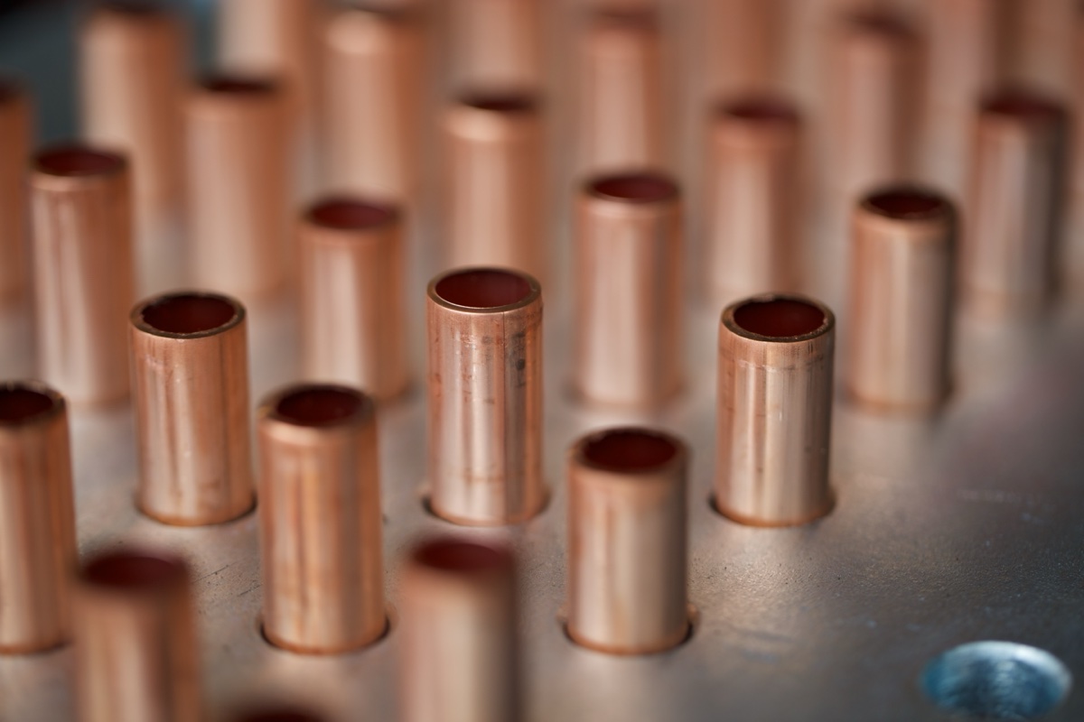 Copper tube bundle in heat exchanger tubesheet — precision engineering at Dongrun