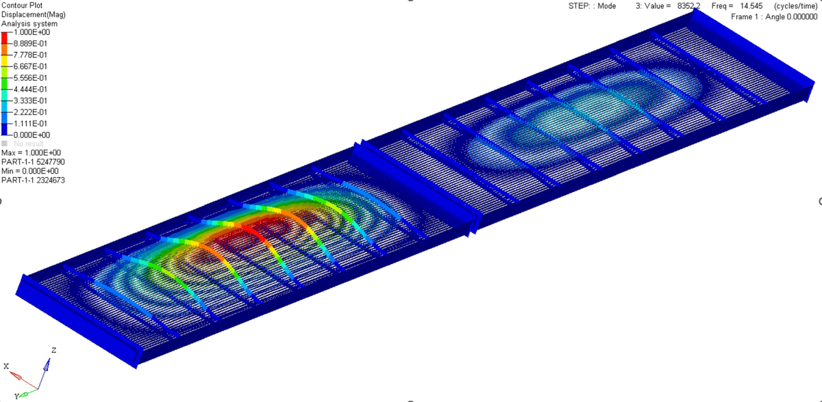 FEA vibration modal analysis — natural frequency determination