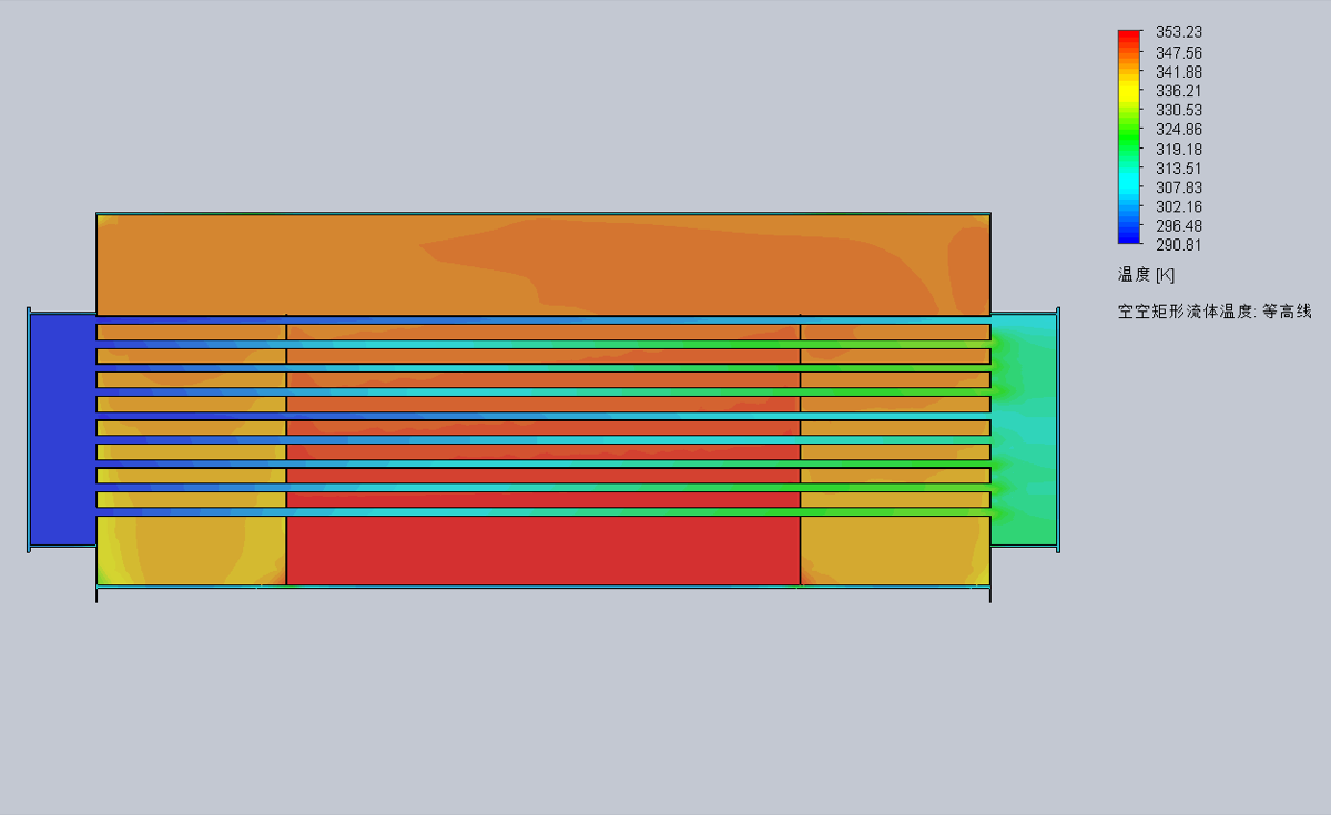 Air-air heat exchanger temperature field contour — test data visualization